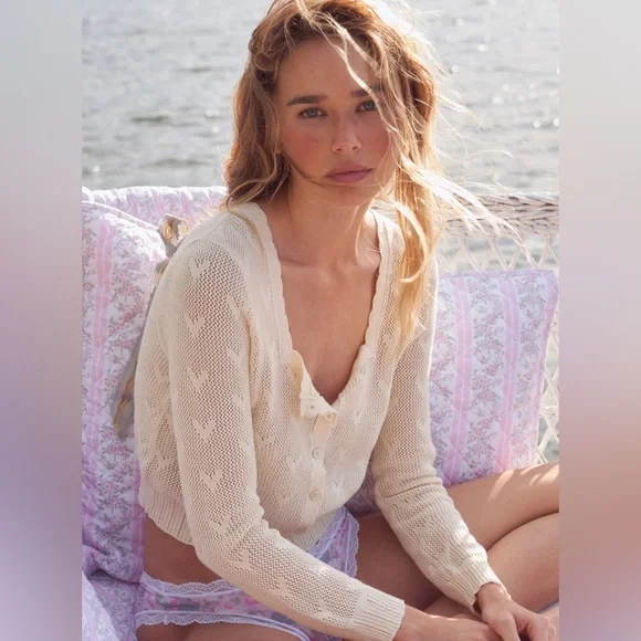 LoveShackFancy ♡ Heart Crop Cardigan - Picture 5 of 12